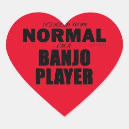 Normal Banjo Player Heart Sticker Hjärtformat Klistermärke