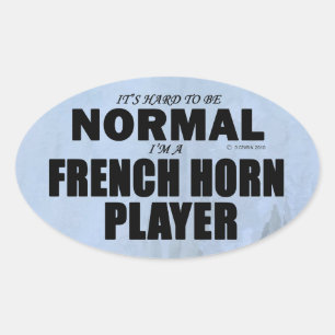 Normal Fransk Horn Player Oval-etikett Ovalt Klistermärke