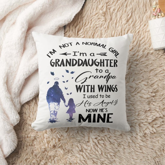 Normal Girl Grandpa med Vingar Angel Kudde (Filt)