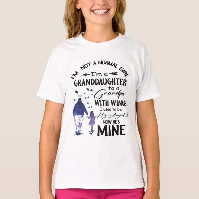 Normal Girl Grandpa med Vingar Angel T Shirt (Framsida)