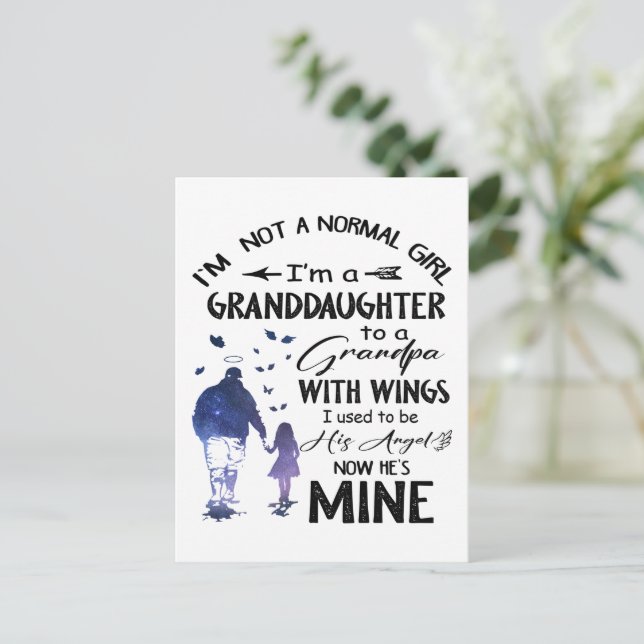 Normal Girl Grandpa med Vingar Angel Vykort (Stående Fram)