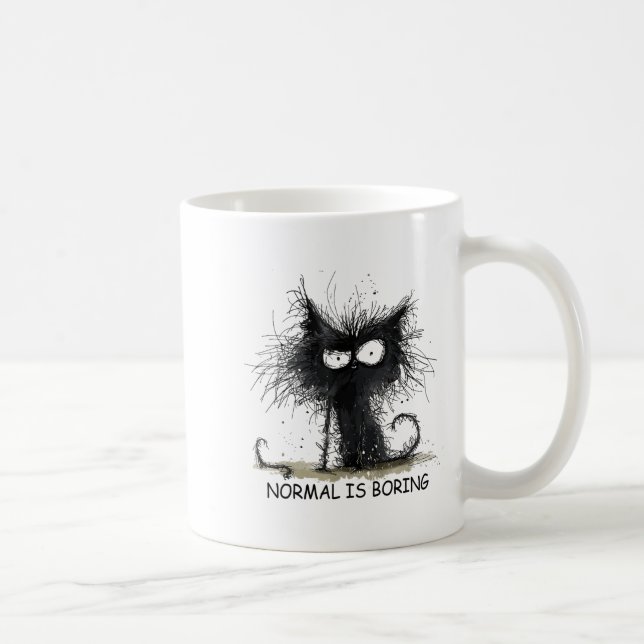 Normal Is Boring Funny Cat Graphic Tee Men Women  Kaffemugg (Höger)