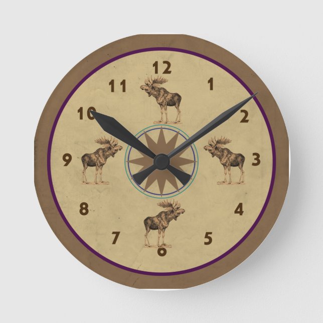 Normal moose Clock Rund Klocka (Framsida)