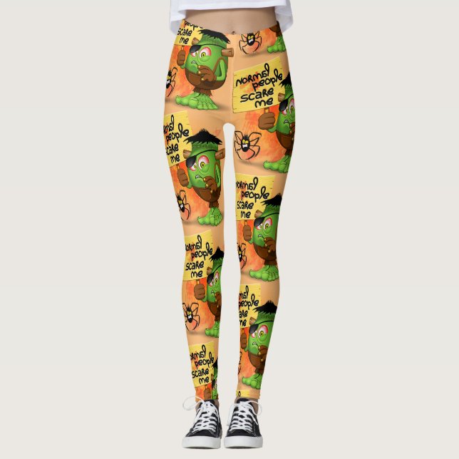 "Normal People Skrämmer mig" Frankenstein-tecken Leggings (Framsida)