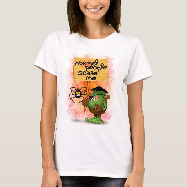 "Normal People Skrämmer mig" Frankenstein-tecken T Shirt (Framsida)