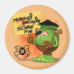 "Normal People Skrämmer mig" Humous Frankenstein Magnet