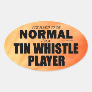Normal Tin Whistle Player Oval Sticker Ovalt Klistermärke