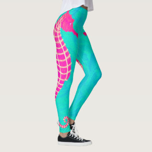 Normalformat Seahorse på Aquamarine - damasker Leggings