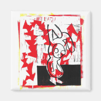 Norman Bunny Square Magnet (röd)