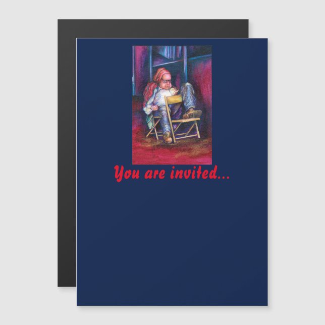 Norman föredrar att rita i sömnen magnetisk inbjudningskort (Fram/baksida)