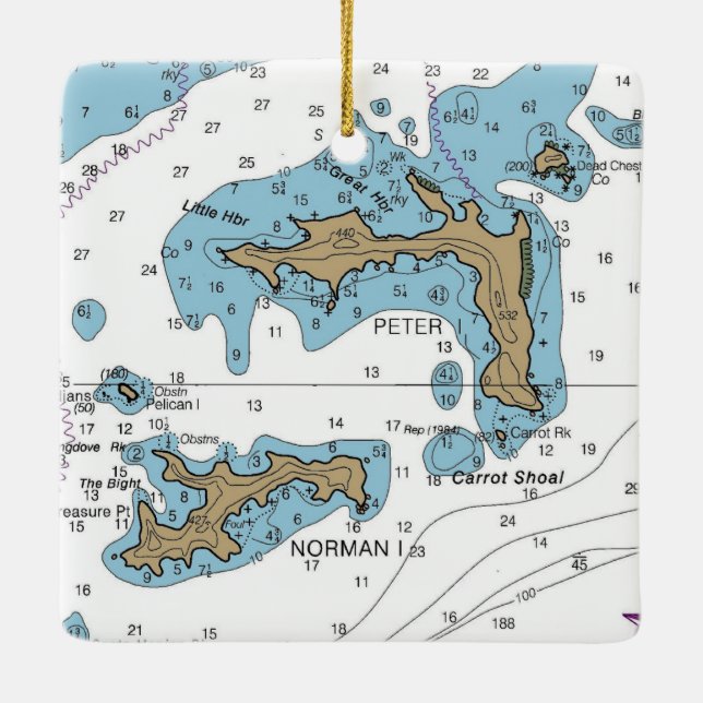 Norman Island BVI-diagram Julgransprydnad Keramik (Baksida)
