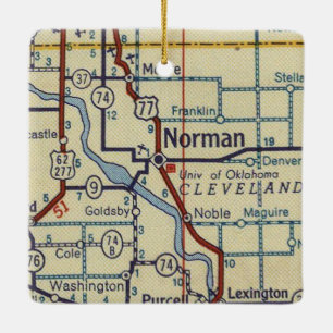 Norman OK Retro Karta Julgransprydnad Keramik