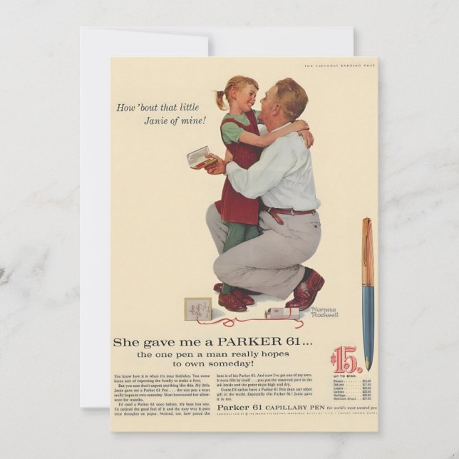 Norman Rockwell gav mig en parker 61 Pen Magazi Julkort (Framsida)