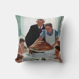 Norman Rockwell Monogrammed Thanksgiving Kudde