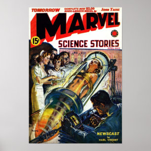 Norman Saunders täcke av Marvel Science Stories of Poster