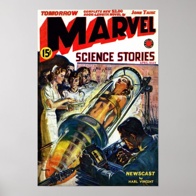 Norman Saunders täcke av Marvel Science Stories of Poster (Framsidan)