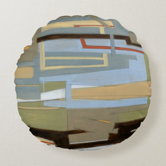 Norman Wyatt målar i Modern Free Expression Rund Kudde (Framsidan)