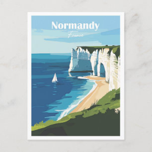 Normandie Frankrike Artwork Travel Ställe illustra Vykort