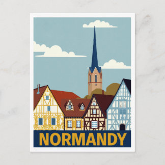 Normandie Frankrike Trähus Vykort