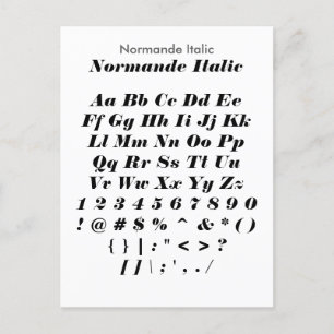 Normandie Italic - Zazzle Font Sampler Lakan Vykort