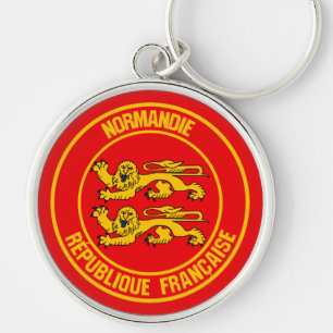 Normandie rundaEmblem Rund Silverfärgad Nyckelring
