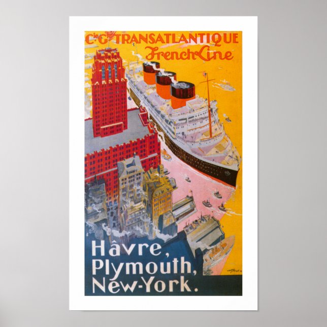 Normandie vid New York Harbor Poster (Framsidan)