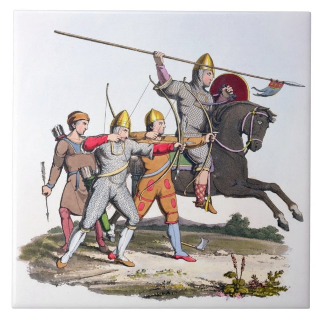 Normandisk riddare och bågskyttar, 1066, från 'den kakelplatta (Framsidan)