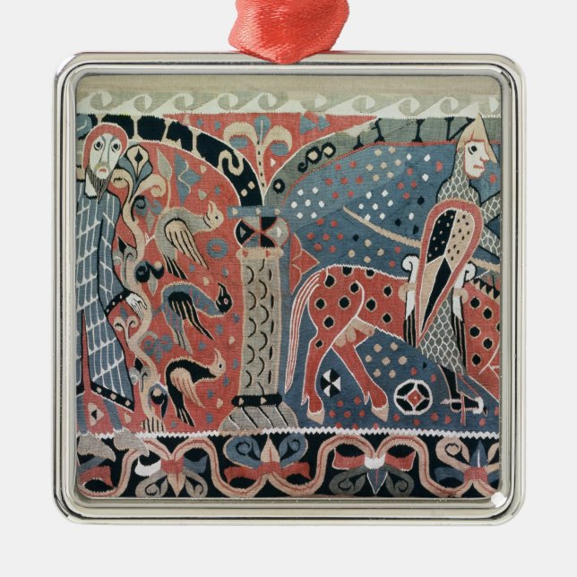 Normandiskt stolt på en piebaldhäst julgransprydnad metall (Framsidan)