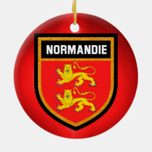 Normandy flagga julgransprydnad keramik