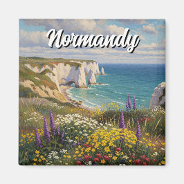 Normandy Frankrike Étretat Cliffs Wildblommor Magnet