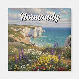 Normandy Frankrike Étretat Cliffs Wildblommor Magnet