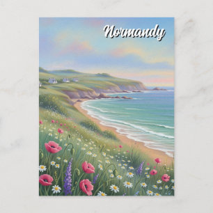 Normandy Frankrike Étretat Cliffs Wildblommor Vykort