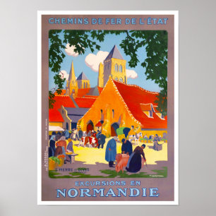 Normandy Frankrike vintage resor Poster