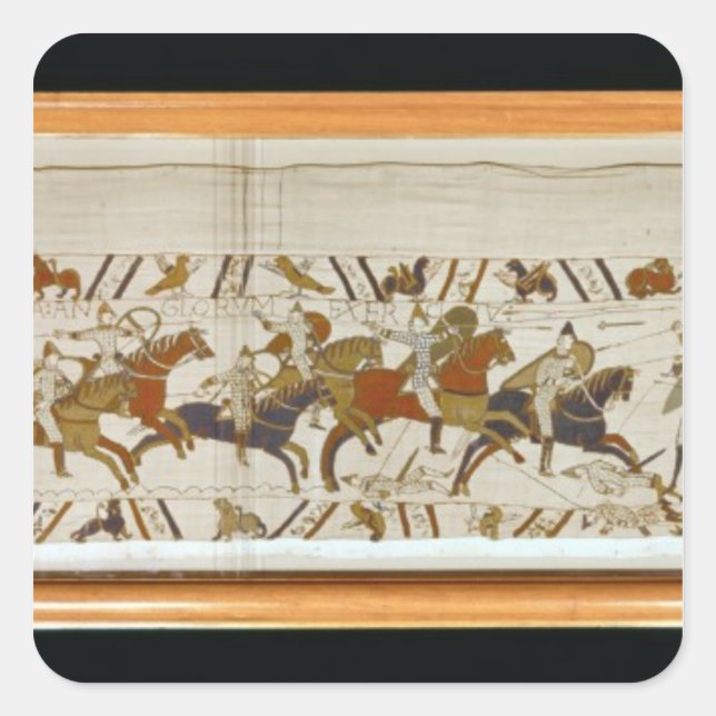 Normankavalleriet attackerar engelska fyrkantigt klistermärke (Framsida)