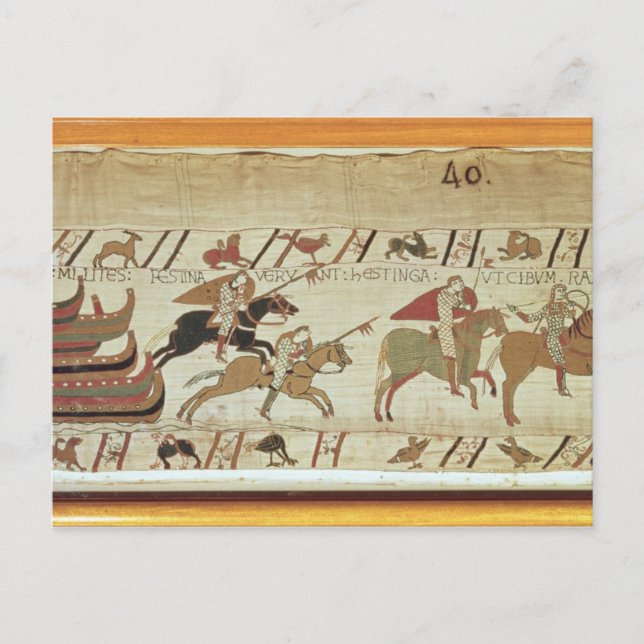 Normans landstigning på Pevensey och knivarna Vykort (Framsida)