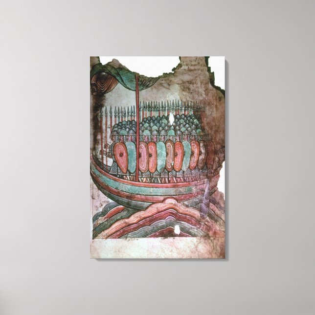 Normansoldater som korsar den engelska kanalen canvastryck (Framsida)