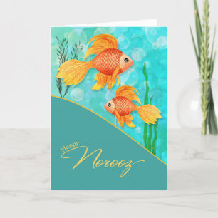 Noroz Persian New Year Goldfish and Bubbles Helgkort