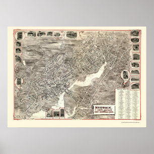 Norpromenad, CT Panoramic Karta - 1899 Poster