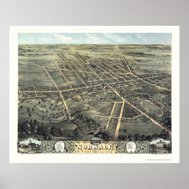 Norpromenad, OH Panoramic Karta - 1870 Poster (Framsidan)