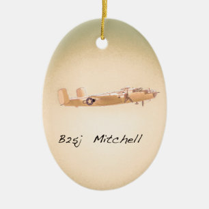 Norr - amerikan B 25 Mitchell Julgransprydnad Keramik