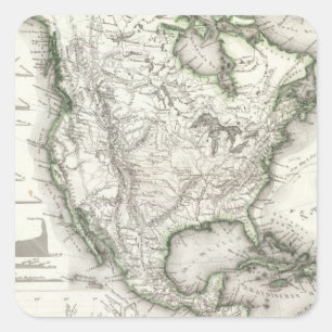 Norr - amerikanfloder och berg fyrkantigt klistermärke