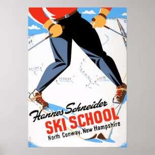 Norr Conway New Hampshire för vintage reser skida Poster