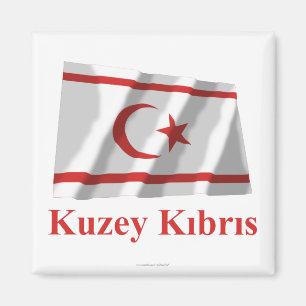 Norr Cypern som vinkar flagga med namn i turk Magnet