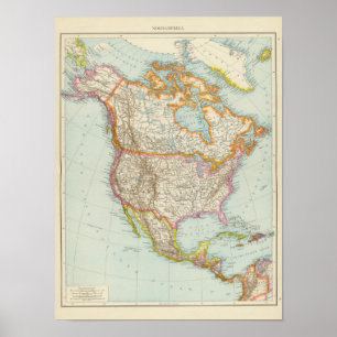 Norr Nordamerika - - amerikankarta Poster