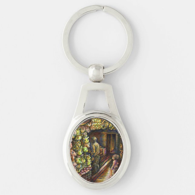 Norr om cirkusen ovalt silverfärgad nyckelring (Framsidan)