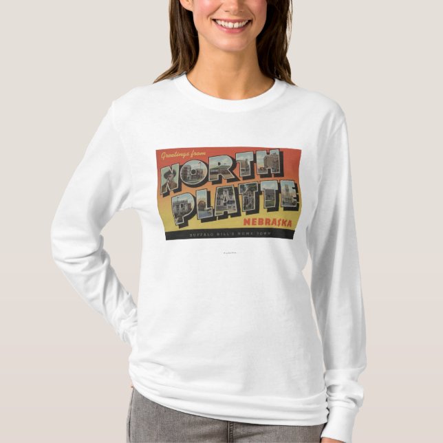 Norr Platte, Nebraska - stora brevplatser Tee (Framsida)