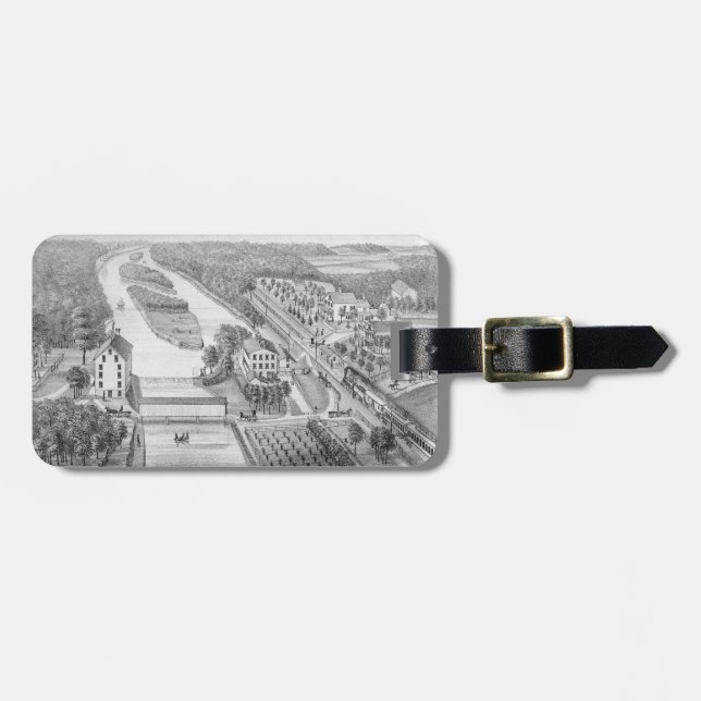 Norra Auroran Illinois Stone Lithograph 1871 Art. Bagagebricka (Horisontell Framsida)