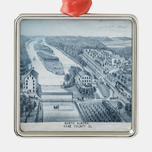 Norra Auroran Illinois Stone Lithograph 1871 Art. Julgransprydnad Metall (Framsidan)