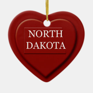 Norra Dakota Heart-julen i Karta Julgransprydnad Keramik