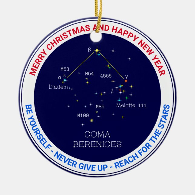 Norra hemisphere Constellation Coma Berenices Julgransprydnad Keramik (Framsidan)